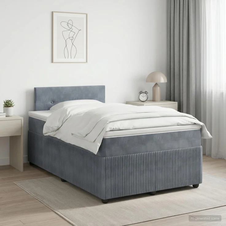 vidaXL Boxspringbett mit Matratze Dunkelgrau 120 x 190 cm Samt 3451638 – Bild 1