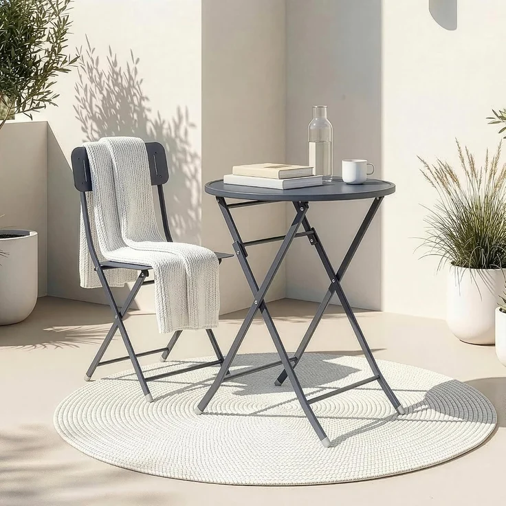 Klapptisch Sande Stahl 71xØ62 cm Schwarz [en. casa] – Bild 7