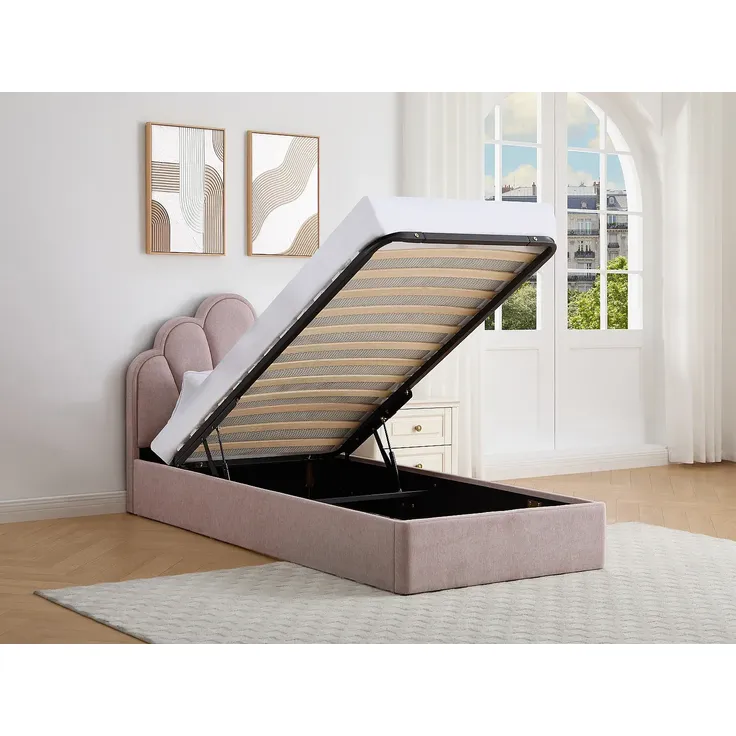 Vente-unique - CORALUNO Bett Stoff Puderrosa - B 205,5 cm x H 100 cm x L 97,5 cm – Bild 2