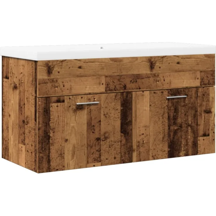 vidaXL Waschbeckenunterschrank mit Einbaubecken Altholz-Optik 3328585