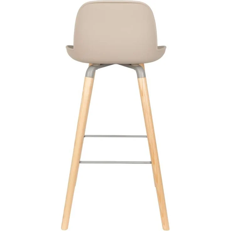 Zuiver Barhocker Albert Kuip im 2er-Set, Taupe mit Gestell aus Aluminium und Eschenholz – Bild 5