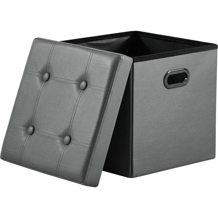 Zedelmaier Sitzhocker Sitzwürfel mit Stauraum Fußbank Truhen Aufbewahrungsbox faltbar belastbar bis 300 kg, Deckel abnehmbar, 38 x 38 x 38 cm
