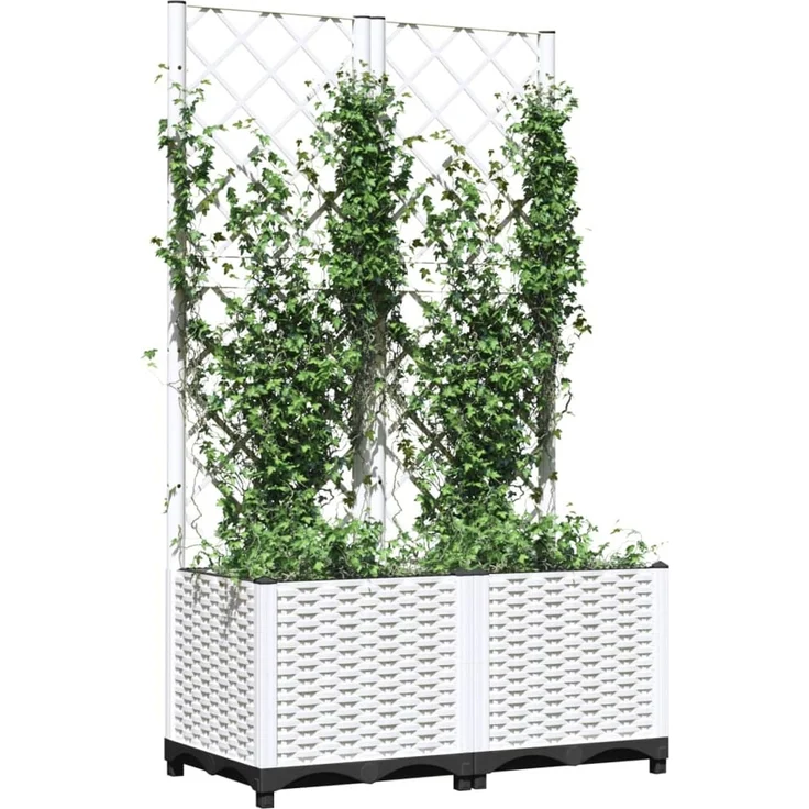 vidaXL Pflanzkübel mit Rankgitter Weiß 80x40x136 cm PP 153282 – Bild 3
