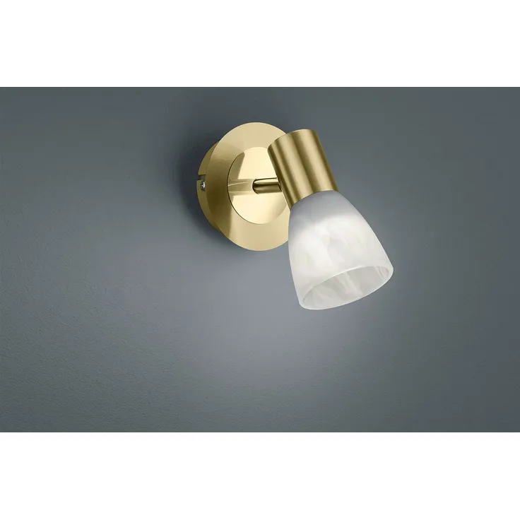 LED Wandleuchte, messing, Glas Alabaster, Spot beweglich, H 14,5 cm