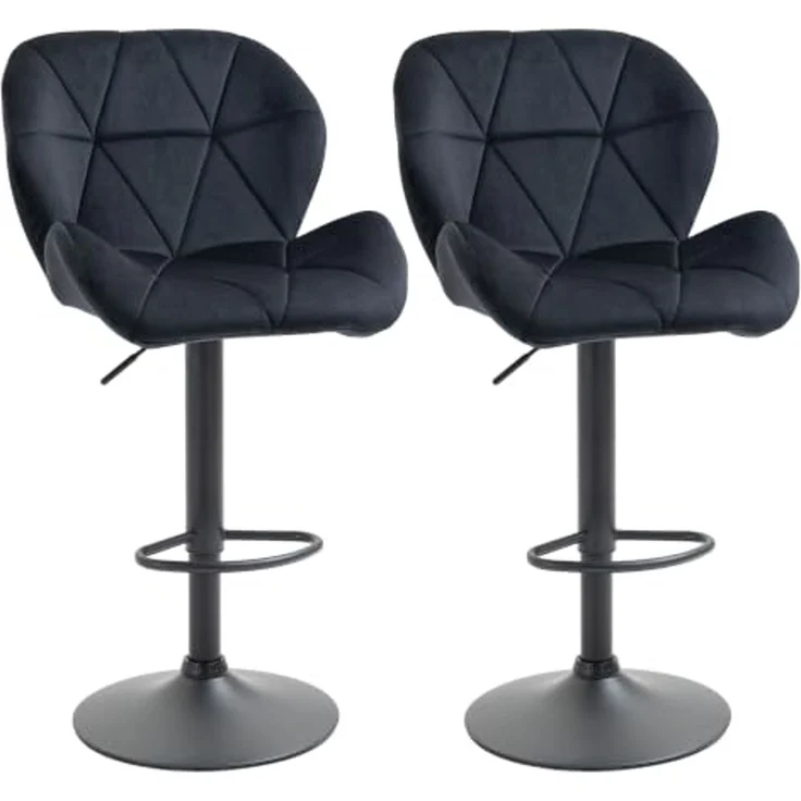 HOMCOM Barhocker Barhocker 2-er Set, Verstellbare Sitzhöhe, Schwarz – Bild 1