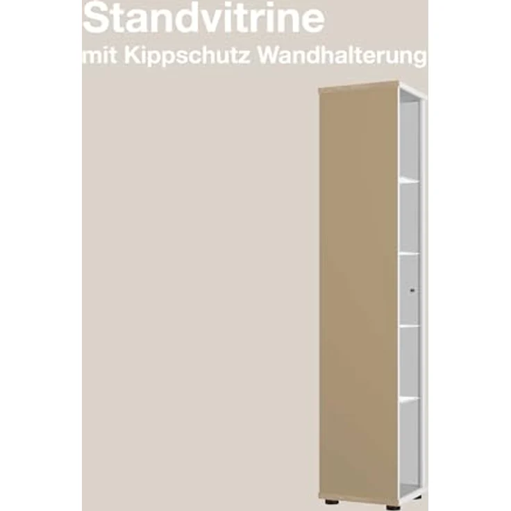 K-Möbel Glasvitrine, Rechteckig, Weiß, Glas, 4 Fächer, 37x176x33 cm, Vitrinenschrank für Wohnzimmer – Bild 7