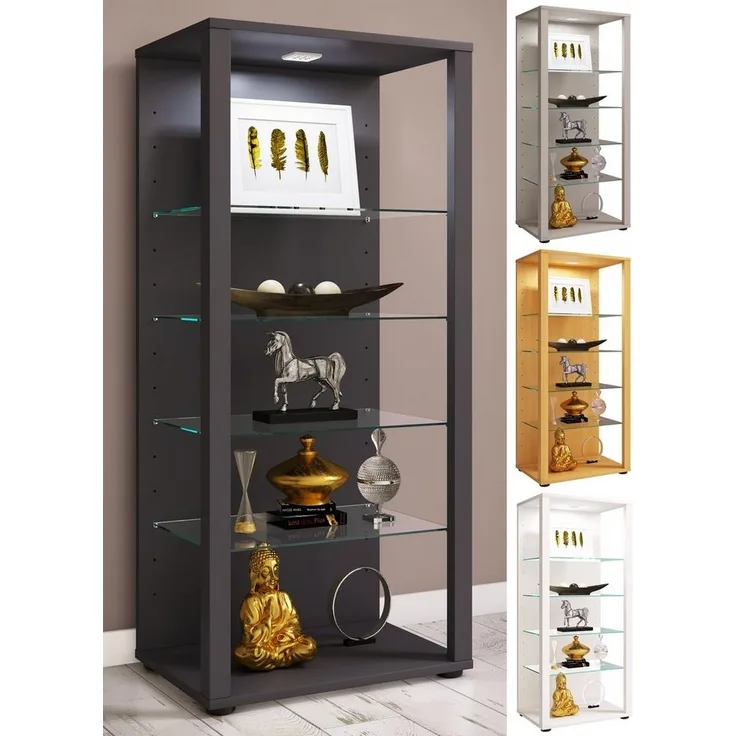 VCM Standvitrine Glasol 917667 Weiß H. 115 x B. 52 x T. 35 cm