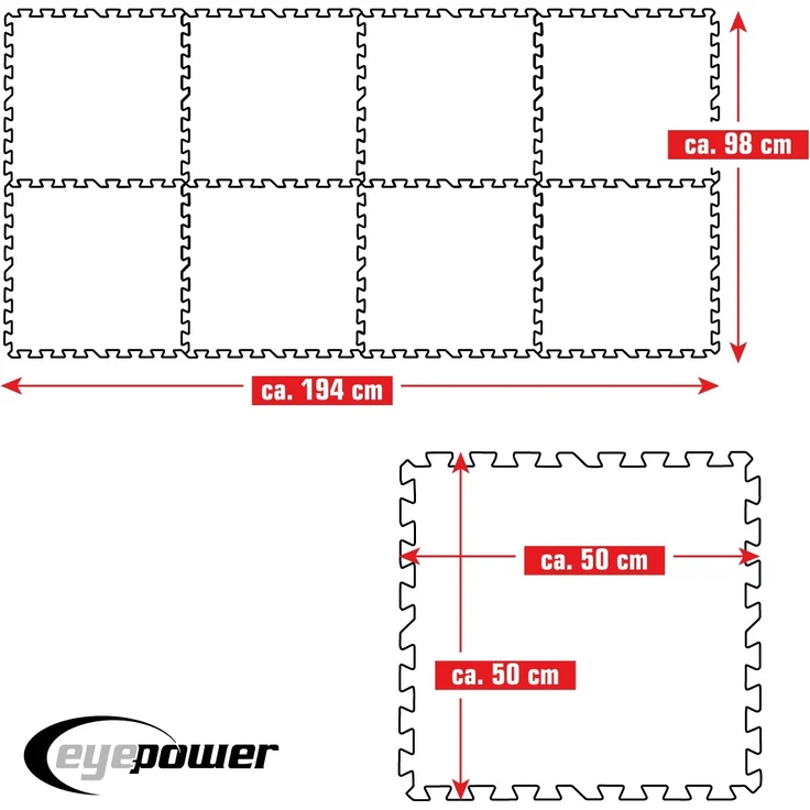 1,9m² Poolunterlage 8 Poolmatten 50x50cm Blau – Bild 3