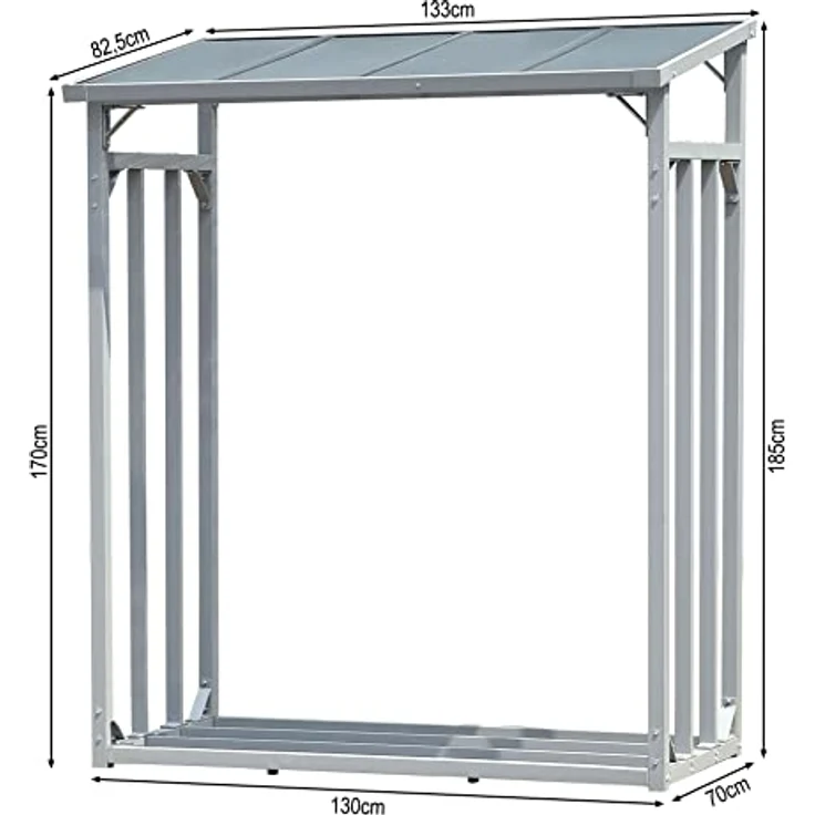 Quick Star Kaminholzregal ALU Kaminholzregal 130x70x185 cm, BxTxH:130x70x185 cm, Wetterschutz inklusive – Bild 3