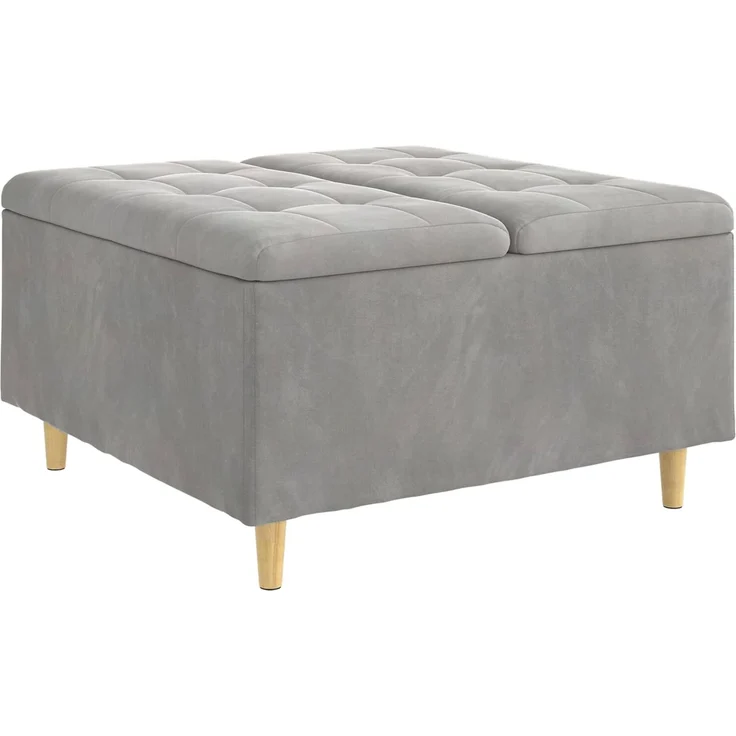 vidaXL Ottoman mit Stauraum Hellgrau 80 x 80 x 45 cm Samt 876840 – Bild 2