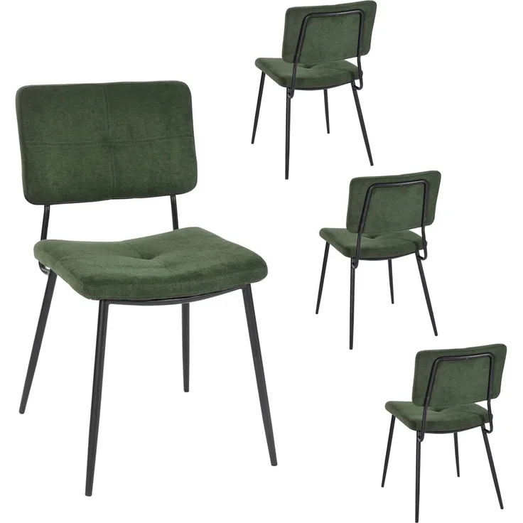 MEUBLE COSY Esszimmerstühle 4er Set Retro Küchenstühle Ergonomisch Wohnzimmerstuhl Bürostuhl Sessel mit Rückenlehne Sitzfläche aus Stoff Metallbeine