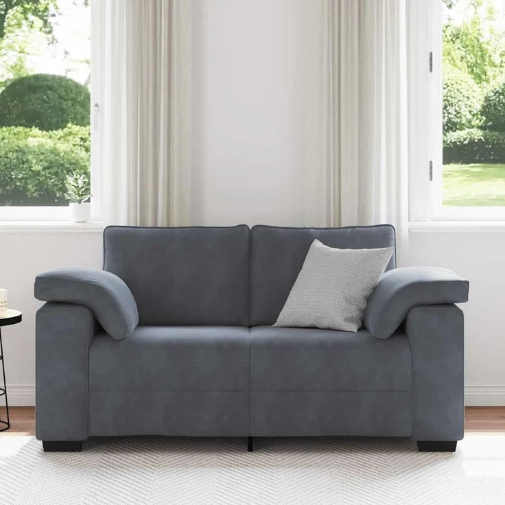 vidaXL Zweisitzer-Sofa Dunkelgrau 160x77x82 cm Samt 4105258 – Bild 4