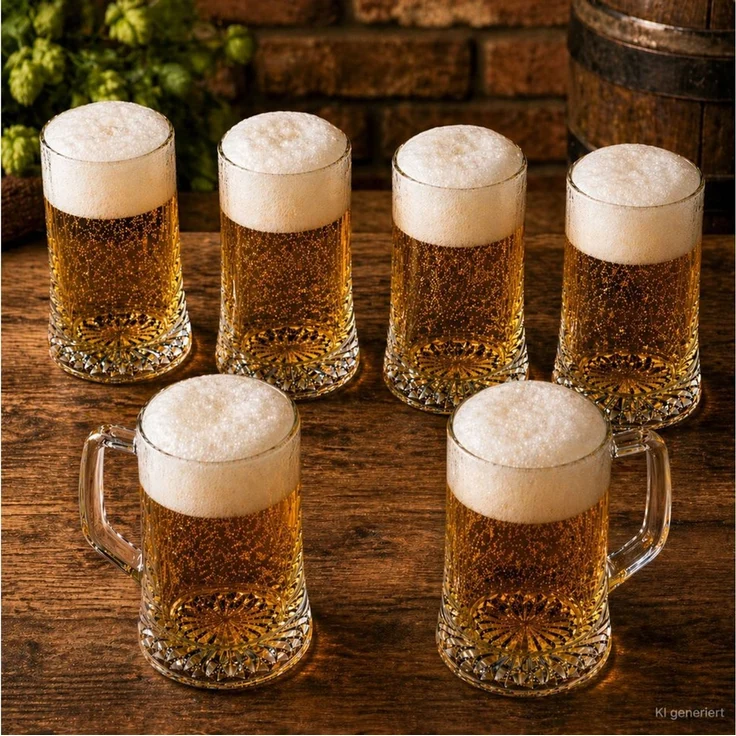 MamboCat Bierglas 6x Akki Bierkrug 0,5L mit Sternboden & Henkel Bierseidel 500ml Glas, Glas – Bild 3