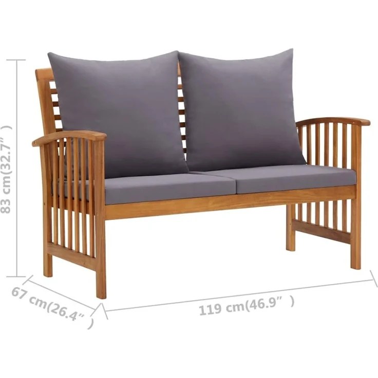 vidaXL 5-tlg. Garten-Lounge-Set mit Auflagen Massivholz Akazie 3057981 – Bild 10