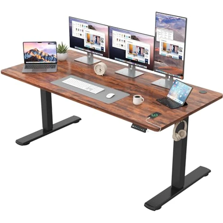 JUMMICO Schreibtisch elektrisch höhenverstellbar mit Memory-Funktion ,Schwarz, 160x60 cm Braun – Bild 2