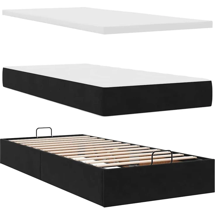 vidaXL Ottoman-Bett mit Matratzen Schwarz 90x200 cm Samt 3313519 – Bild 6