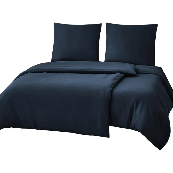 Bettwäsche Set 135x200 Dunkelblau Mikrofaser Reißverschluss