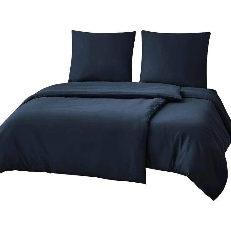 Bettwäsche Set 135x200 Dunkelblau Mikrofaser Reißverschluss – Bild 1