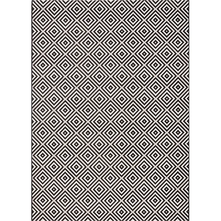 In- & Outdoor Teppich Karo schwarz/creme - 200x290x0,8cm