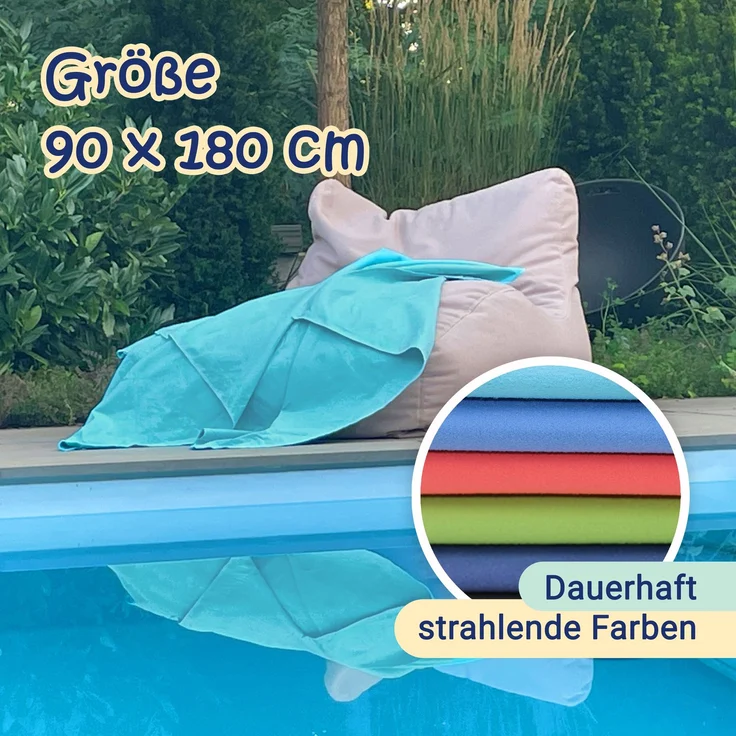 ZOLLNER Sporthandtuch Mikrofaser, 90x180 cm, türkis, mit praktischer Transporttasche – Bild 4
