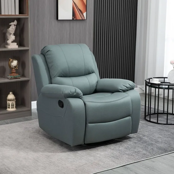 HOMCOM Relaxsessel 135° neigbarer Liegesessel, drehbarer Fernsehsessel mit Fußstütze für Wohnzimmer Schlafzimmer, belastbar bis 150 kg Polyester Grün