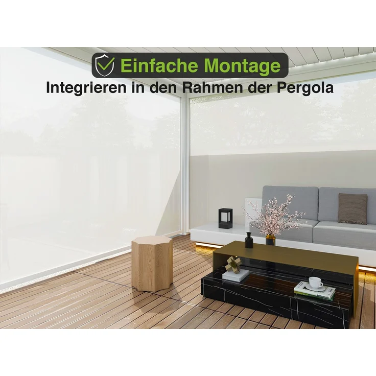 Weide Sonnenrollo für Weide Pergola | weiß – Bild 5