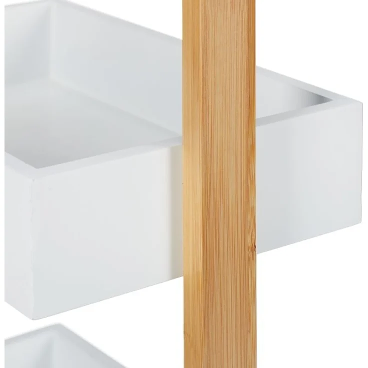 Relaxdays Badregal mit 4 Ablagen, Bambus weiß / natur, 30 x 18 x 88 cm – Bild 7