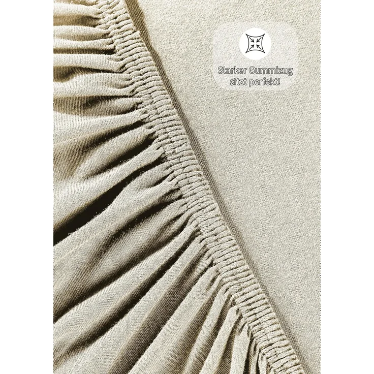Jersey Spannbettlaken Baumwolle 160x200+30 cm, Creme – Bild 6