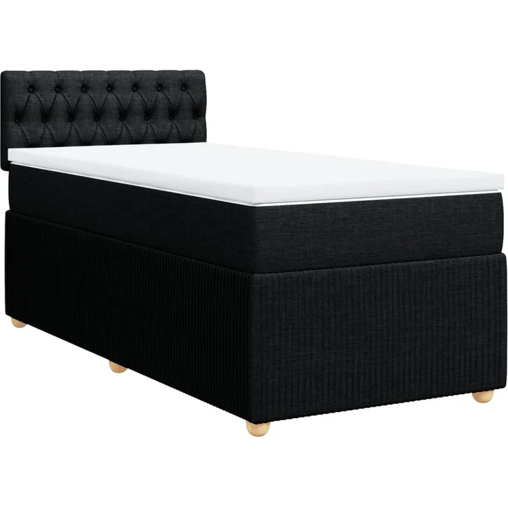 vidaXL Boxspringbett mit Matratze Schwarz 90x200 cm Stoff 3289648 – Bild 3