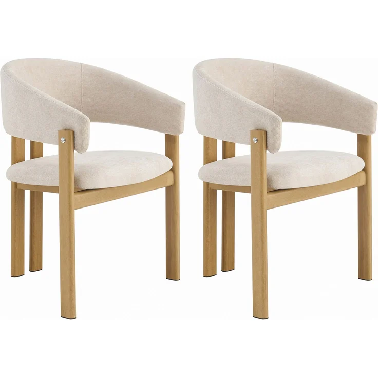 2 Esszimmerstühle aus Metall in Holzoptik, bequem und atmungsaktiv, geeignet für Esszimmer, Wohnzimmer, Cafés, moderner Stil, Leinenstoff, Naturholzfarbe--Holz--61.5x52.5x83cm--YOUDENOVA – Bild 8
