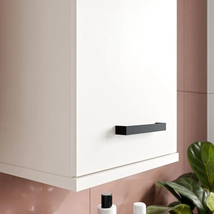 Forte VERIS Hängeschrank 40, moderner Badezimmerschrank, 1-türig, Kontrastgriff, Wandmontage, Holzwerkstoff, Kaschmir Beige, 40,2 cm breit x 68,8 cm hoch x 29 cm tief – Bild 9