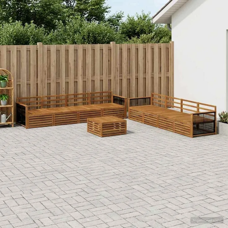 vidaXL Outdoor-Sofagarnitur 9 stk. 8-Sitzer Natur Massivholz Akazie 3383172