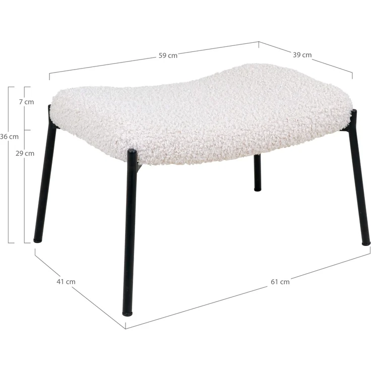 Fußhocker >Glasgow< in Weiss, Stoff - 61x36x41cm (BxHxT) – Bild 5