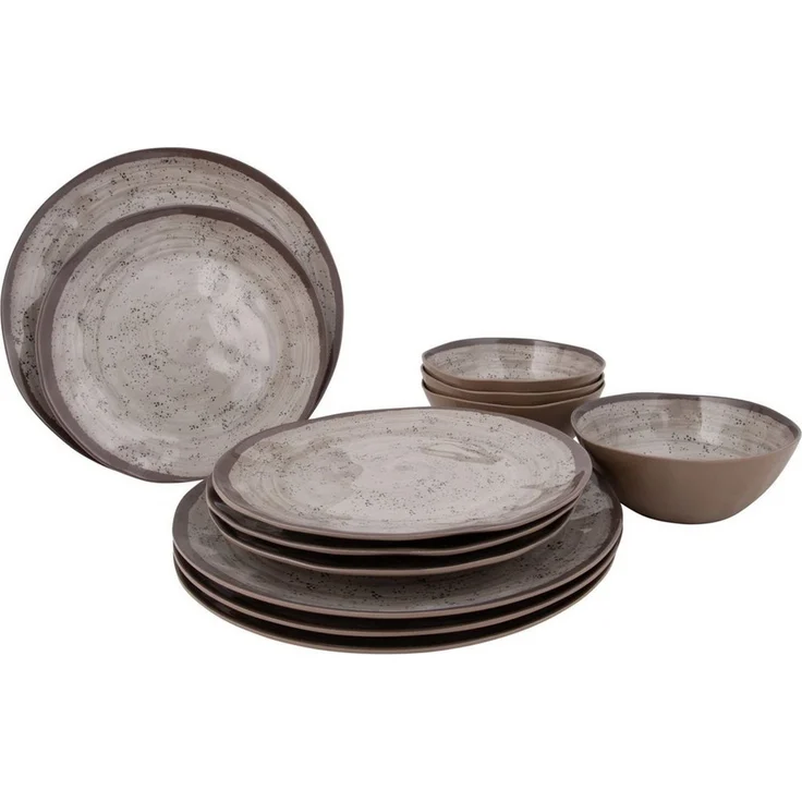 Melamin Geschirr Set 12-teilig beige – Bild 1