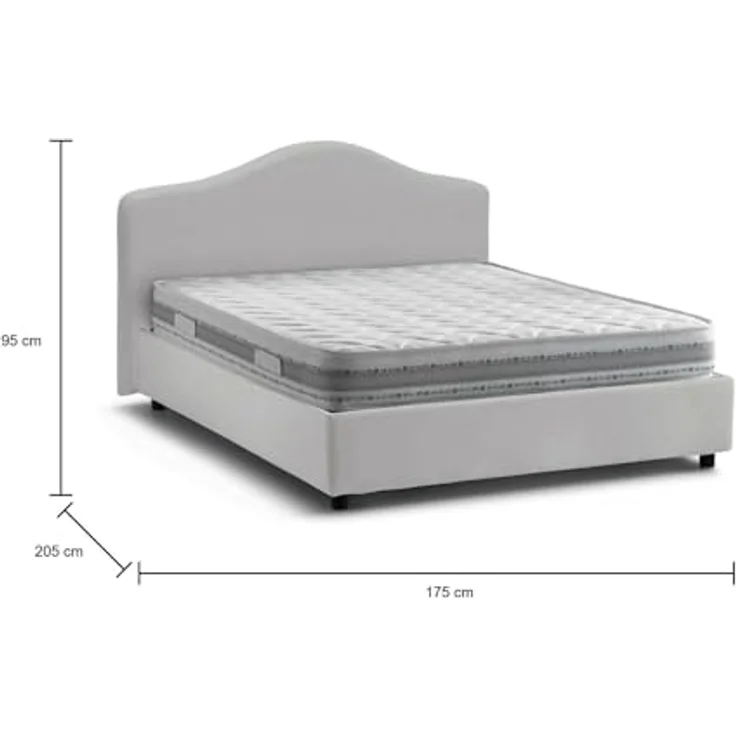 Talamo Italia - Annunziata Doppelbett, Bettkasten mit Stoffbezug, 100 % Made in Italy, Öffnung vorne, inklusive Matratze 160 x 190 cm, Weiß – Bild 2