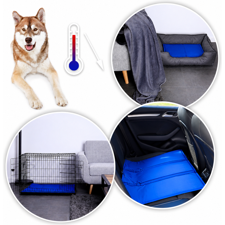 lionto Kühlmatte, angenehme Abkühlung für Hunde & Katzen, selbstkühlend & sicher, ideal für Sommer & Reisen, Blau, 50x40 cm – Bild 4