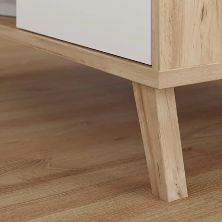 Forte VANNKA Couchtisch 90, Tisch mit offenen Fächern und Schublade, Holzwerkstoff, Planked Eiche Dekor/Weiß, 90 cm breit, 51,1 cm hoch, 60 cm tief – Bild 13