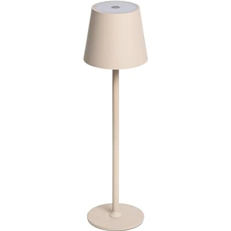 Idena 50152 Touch LED Tischlampe beige, dimmbar mit USB-Anschluss und drei Farbmodi, 24-38 cm höhenverstellbar