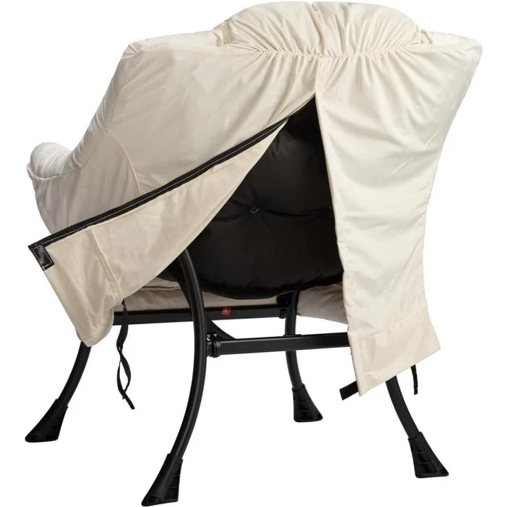 Sessel Ohrensessel Relaxsessel Lesesessel Samt Stahlrahmen Beige – Bild 9