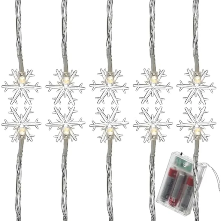 MARELIDA LED-Lichterkette Schneeflocken 2m Deko Winter Weihnachtsbeleuchtung Timer für Innen, 10-flammig – Bild 3
