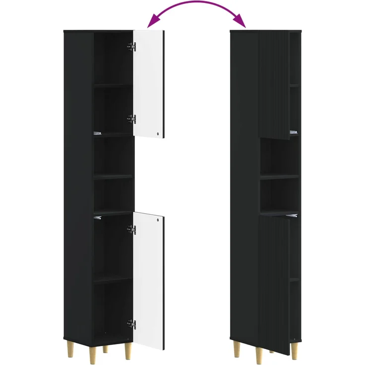 vidaXL 2-teiliges Badezimmer Schrank Set ARNHEM Schwarz Holzwerkstoff 3417523 – Bild 7