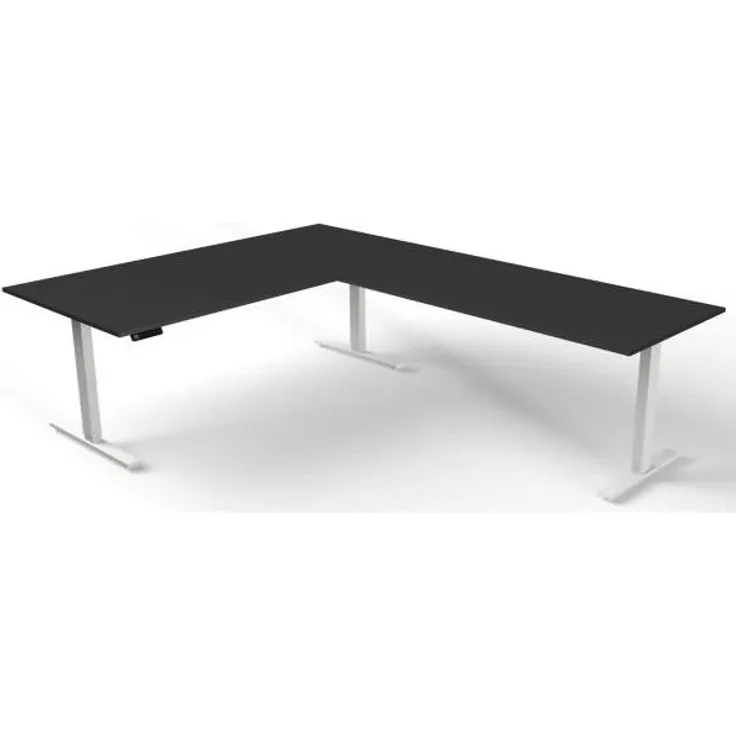 Kerkmann Move 3 Schreibtisch- Stehtisch 2000 x1000 mm mit Anbautisch 1600 x 800 mm elektrisch höhenverstellbar 720 - 1200 cm Mit Memory-Funkton - 4 Höhen speicherbar Anthrazit