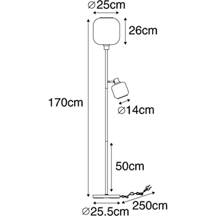 Qazqa Stehlampe Zuzanna, ohne Leuchtmittel, E14, Grau, Modern, Glas, 1-flammig – Bild 5