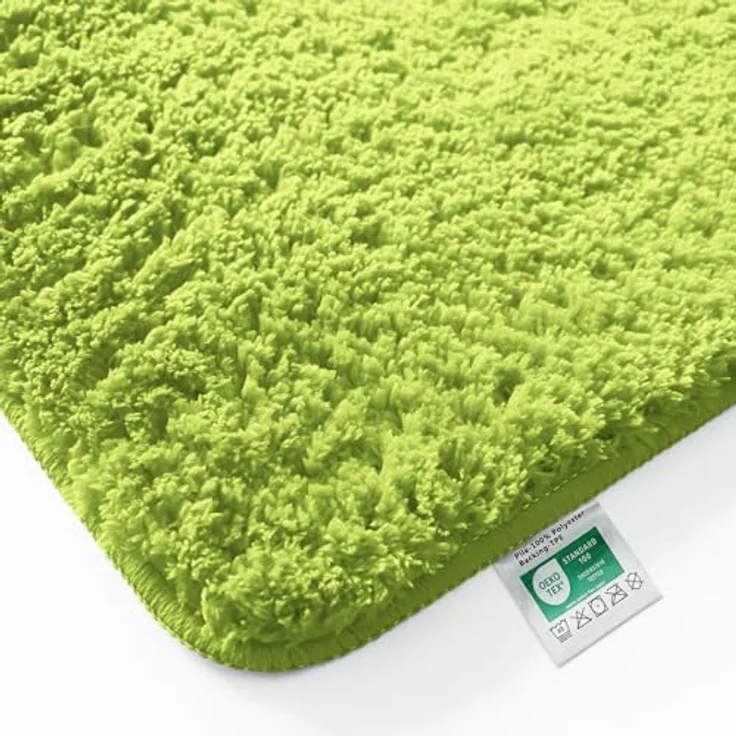 casa pura Badematte Shaggy, weicher rutschfester Duschvorleger aus Mikrofaser, waschbar 50 x 60 cm, Limone Sky Soft – Bild 3
