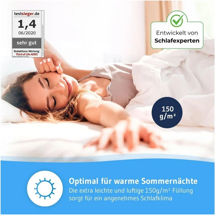 Third of Life Sommerbettdecke AERO Sommerdecke 140x220 cm, Bezug: Microfaser – Bild 2