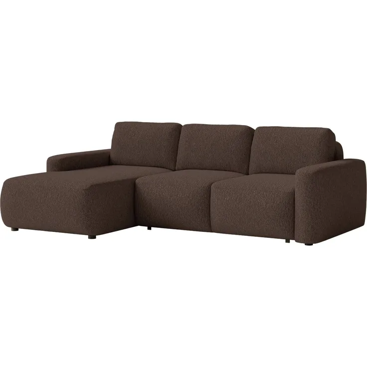 Selsey 'Carnos Mini' Ecksofa mit Schlaffunktion, Ottomane links, Chenille Braun