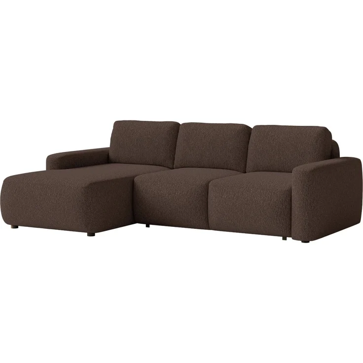 Selsey 'Carnos Mini' Ecksofa mit Schlaffunktion, Ottomane links, Chenille Braun – Bild 1