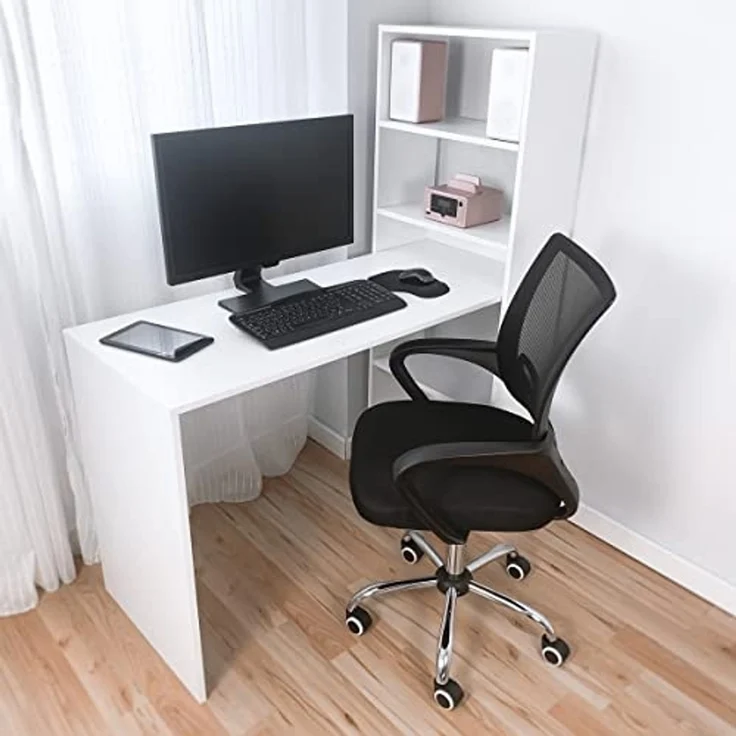 DUÉRMETE ONLINE Cambria, Schreibtisch mit Regal, Computertische, Farbe, praktisch und funktional, Holz, 122 x 53,2 x 140 cm – Bild 2