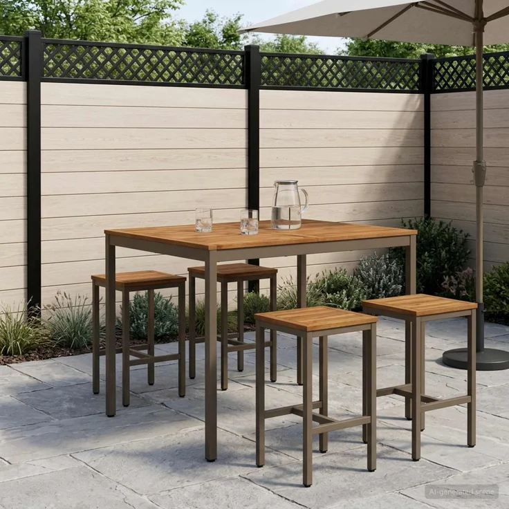 vidaXL Gartenbar-Tisch Natur und Kaffee 110 x 108,5 x 105 cm 901345 – Bild 1