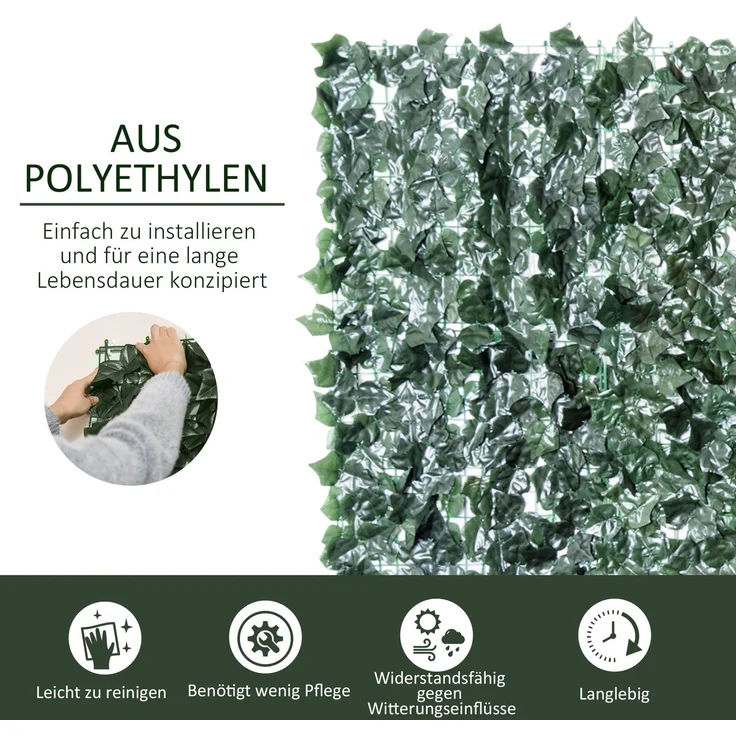 MELAYR, Kunsthecke Kunstpflanze, Kletterpfanze künstliche, 240cm x 100cm, Grün, Dunkelgrün – Bild 6